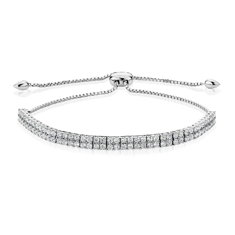 Ladies bracelets for tech elegance -Slider bracelet with 2.52 carats* of diamond simulants in sterling silver