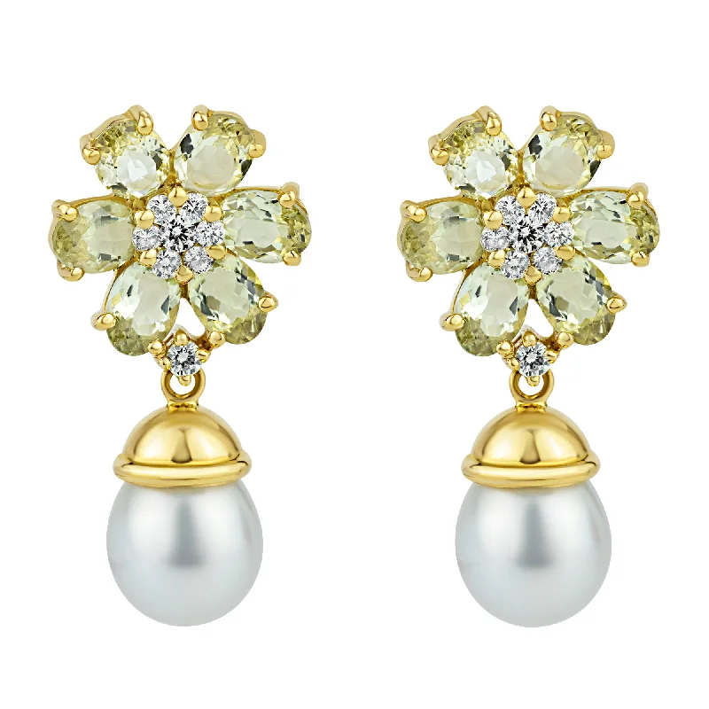 ladies-elegant-gold-earrings-Earrings- Beryl, S.S. Pearl And Diamond (2166H)