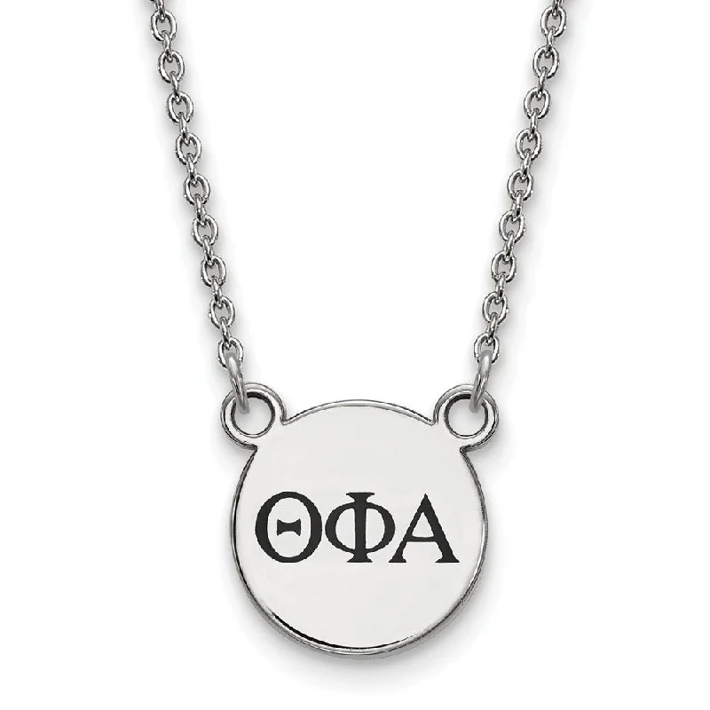 Ladies necklaces for video charm -Sterling Silver Theta Phi Alpha Small Enamel Greek Letters Necklace