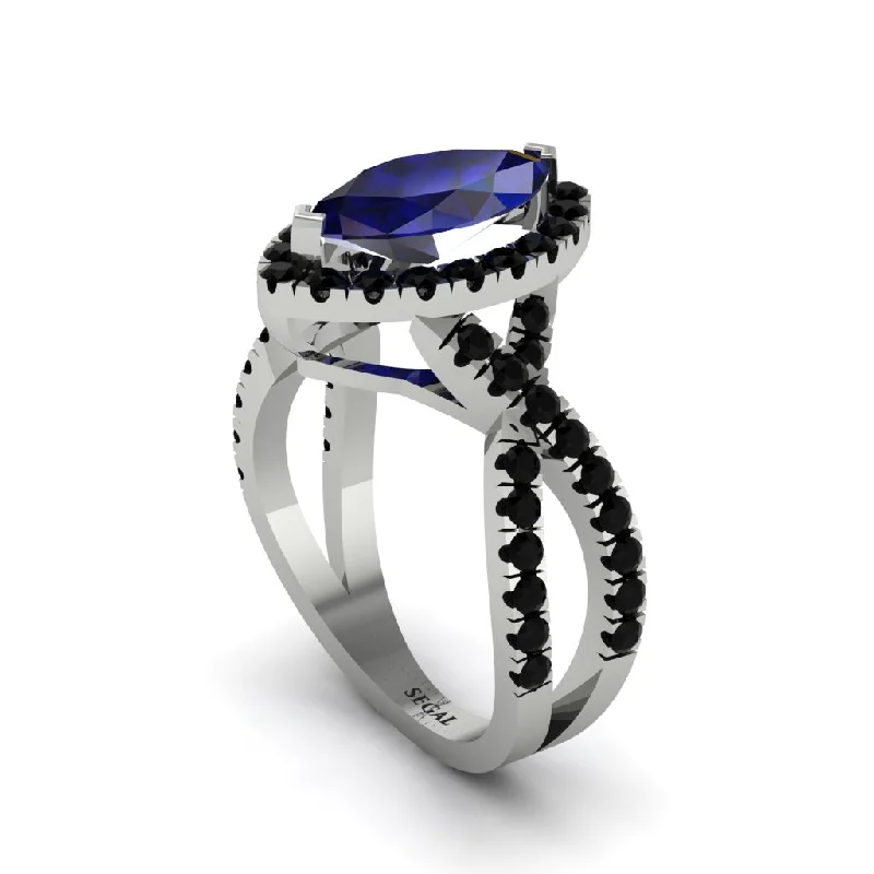 engagement-platinum-vintage-inspired-rings-Sapphire Marquise Split Shank Engagement Ring - Carly No. 45