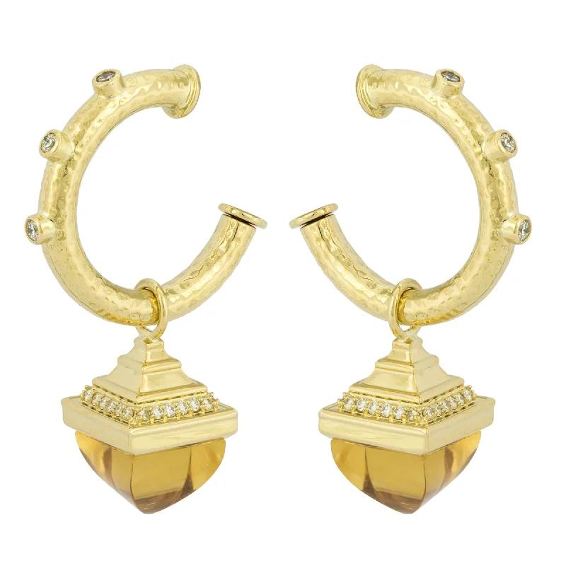 ladies-beaded-drop-silver-earrings-Earrings - Diamond & Citrine (2262E)