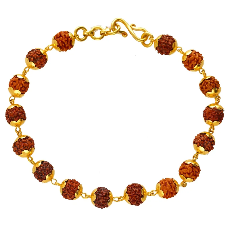 Ladies bracelets for tea elegance -22K Yellow Gold Beaded Rudraksha Stone Bracelet