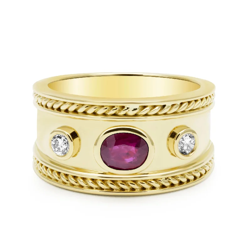 ladies-ruby-shank-rings-Ring - Ruby And Diamond