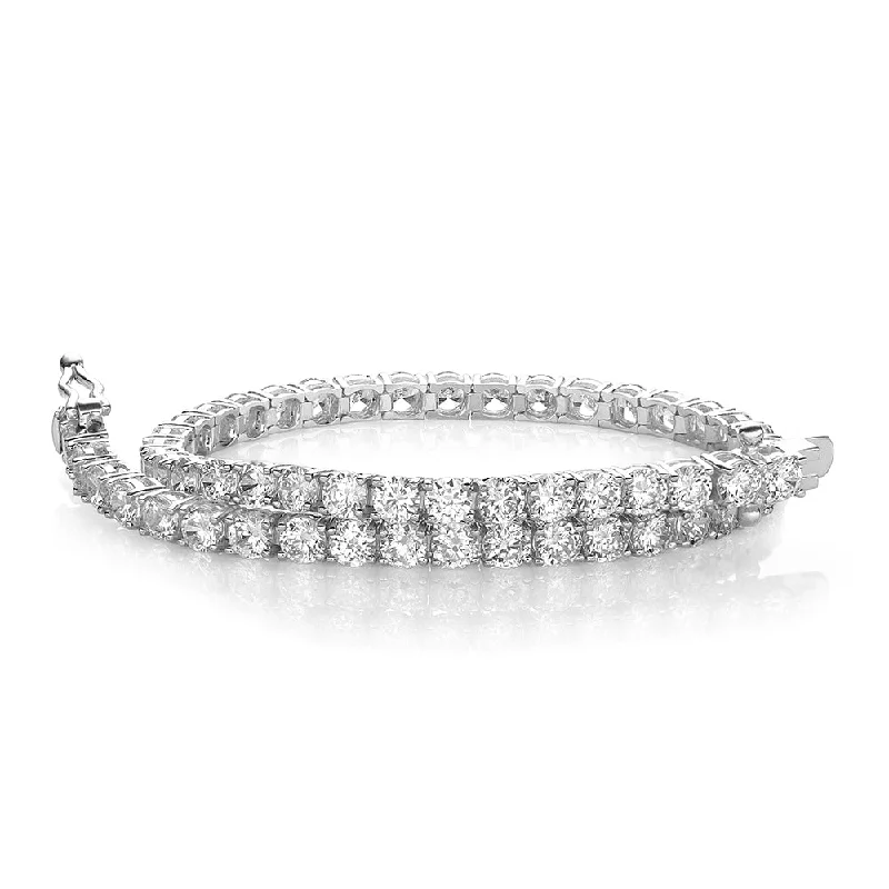 Ladies bracelets for travel vibes -Round Brilliant tennis bracelet with 6.27 carats* of diamond simulants in 10 carat white gold