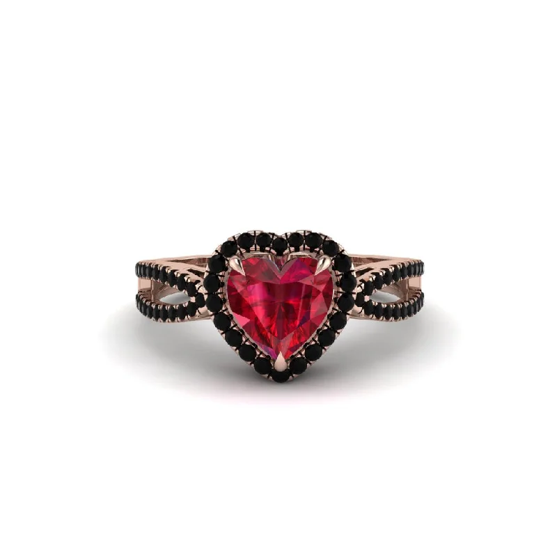 engagement-princess-cut-silver-rings-Heart's Ruby Embrace Engagement Ring - Alison No. 41