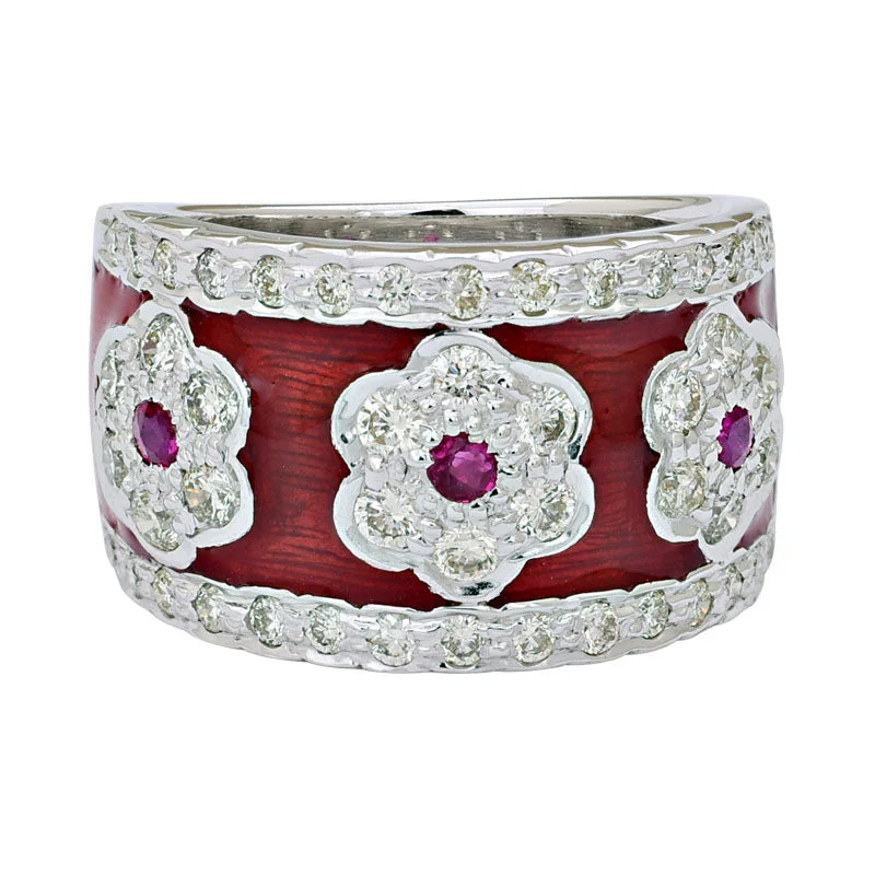 ladies-round-silver-rings-Ring-Ruby and Diamond (Enamel)