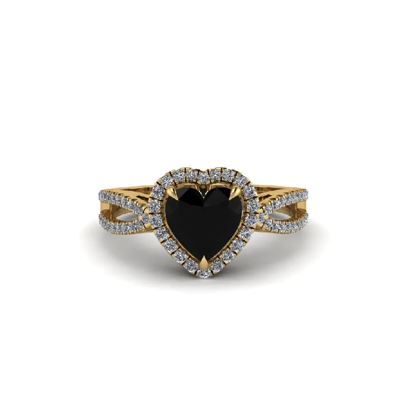 engagement-round-platinum-rings-Heart's Black Diamond Embrace Engagement Ring - Alison No. 7