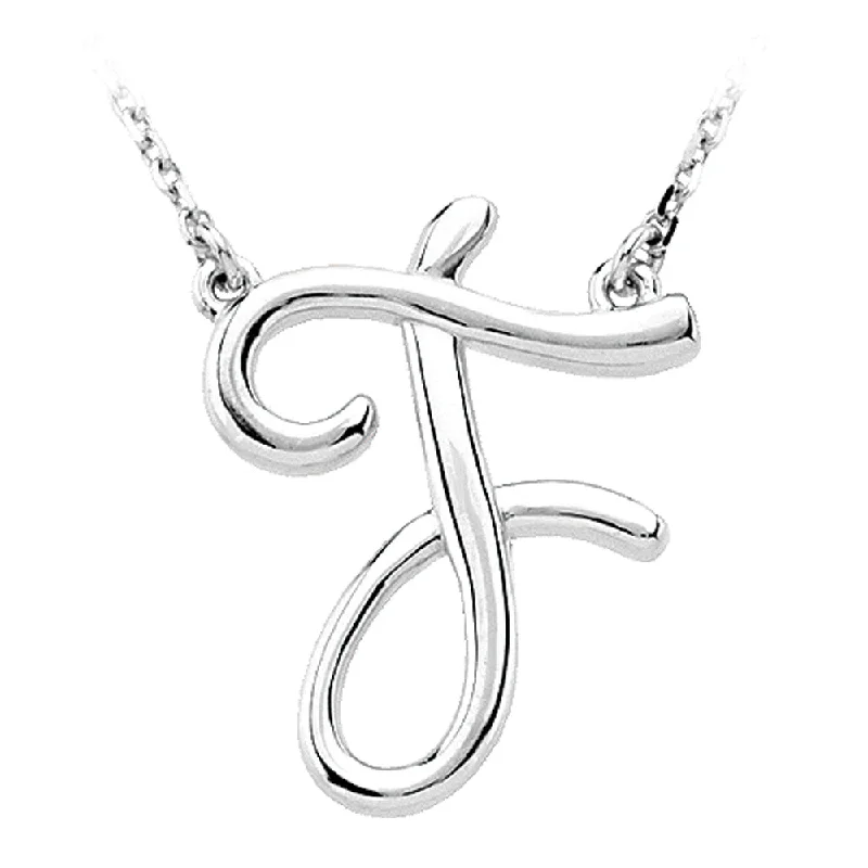 Ladies necklaces shiny charm -Sterling Silver, Olivia Collection, Medium Script Initial F Necklace