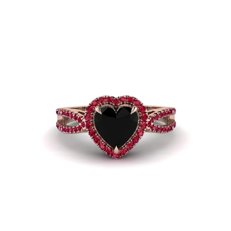 engagement-white-gold-pave-set-rings-Heart's Black Diamond Embrace Engagement Ring - Alison No. 53