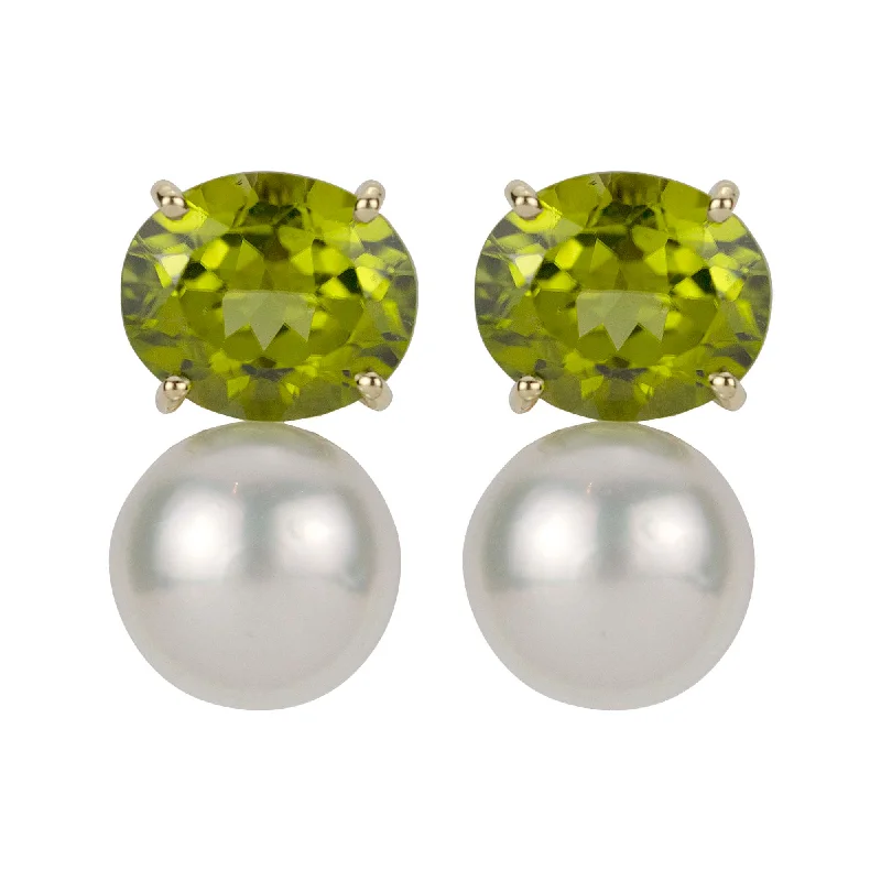 ladies-fashion-ear-wrap-earrings-Earrings - South Sea Pearl And  Peridot