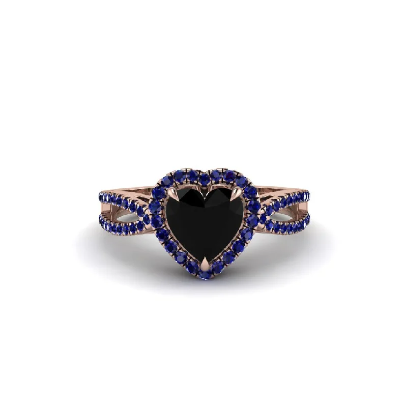 engagement-infinity-diamond-rings-Heart's Black Diamond Embrace Engagement Ring - Alison No. 68