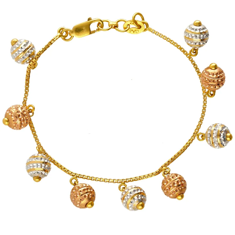 Ladies bracelets for gallery elegance -22K Multi-Tone Gold Jenya Beaded Bracelet