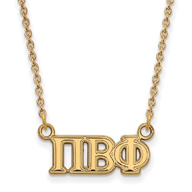 Ladies necklaces with sea topaz -14K Plated Silver Pi Beta Phi Medium Necklace