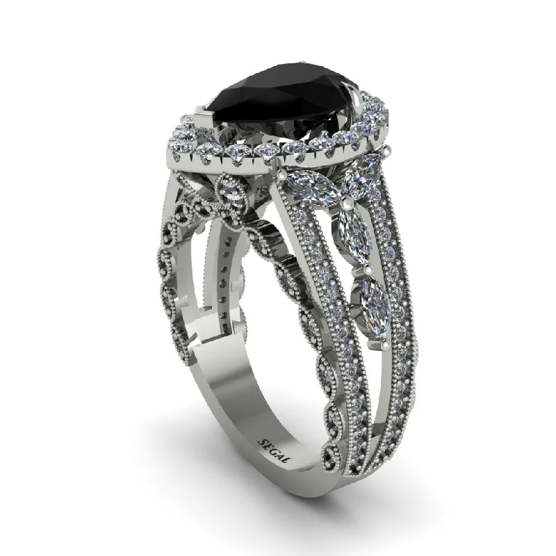 engagement-elegant-two-tone-rings-Black Diamond Imperial Blossom Engagement Ring - April No. 9