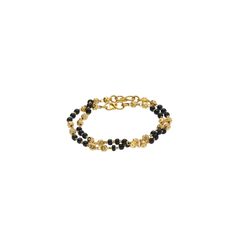 Ladies bracelets with ash opal -22K Yellow Gold Baby Bracelets Set of 2 W/ Gold Shamballa Beads & Black Beads, 5.1 grams