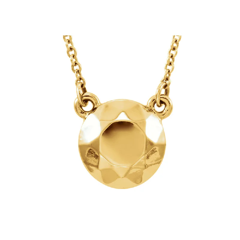 Ladies necklaces with woof pendants -Faceted 9mm Circle Necklace in 14k Yellow Gold, 16.5 Inch