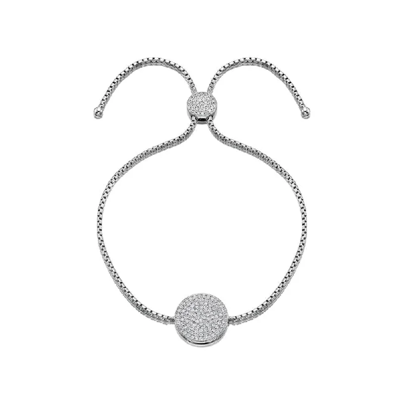 Ladies bracelets trendy charm -Slider bracelet with 0.68 carats* of diamond simulants in sterling silver