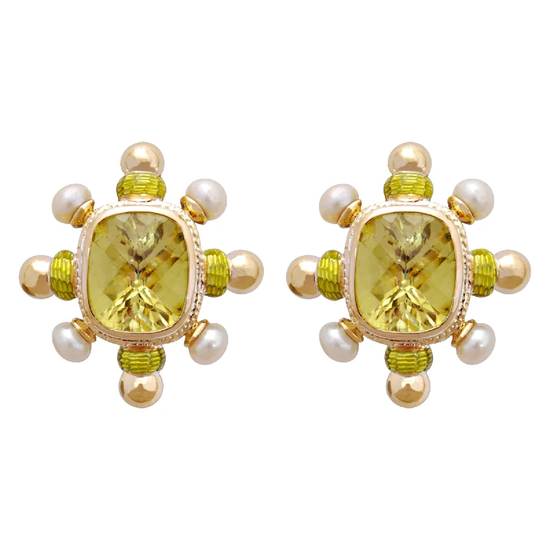 ladies-moon-ear-cuff-earrings-Earrings- Lemon Quartz And Pearl (Enamel) (1815A)