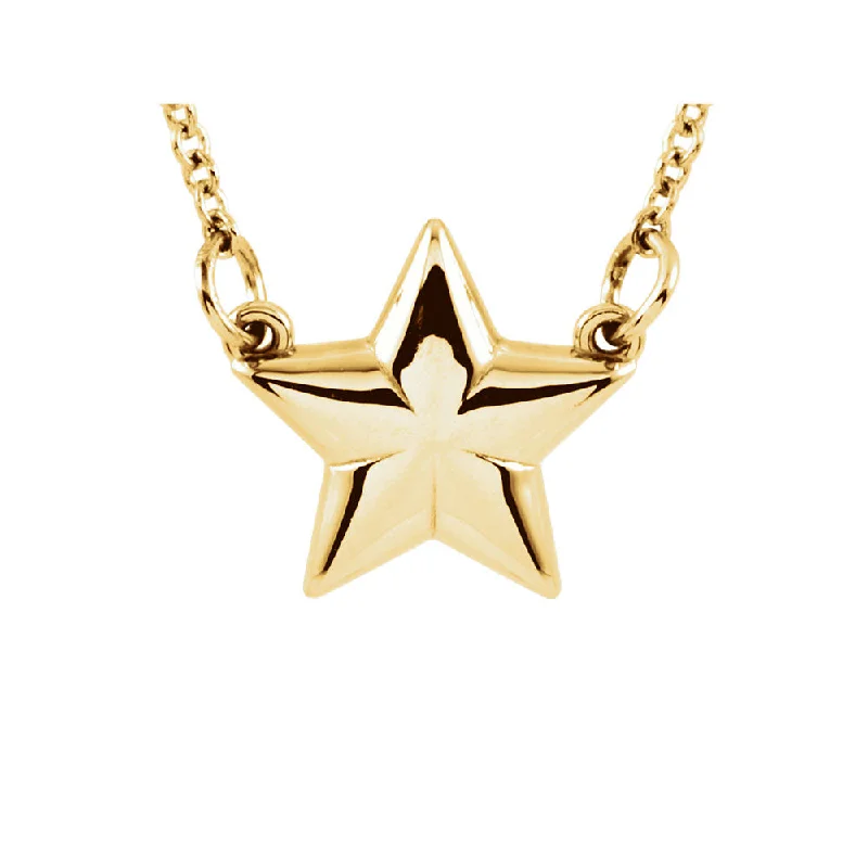 Ladies necklaces enduring charm -Polished Small Star Necklace in 14k Yellow Gold, 18 Inch