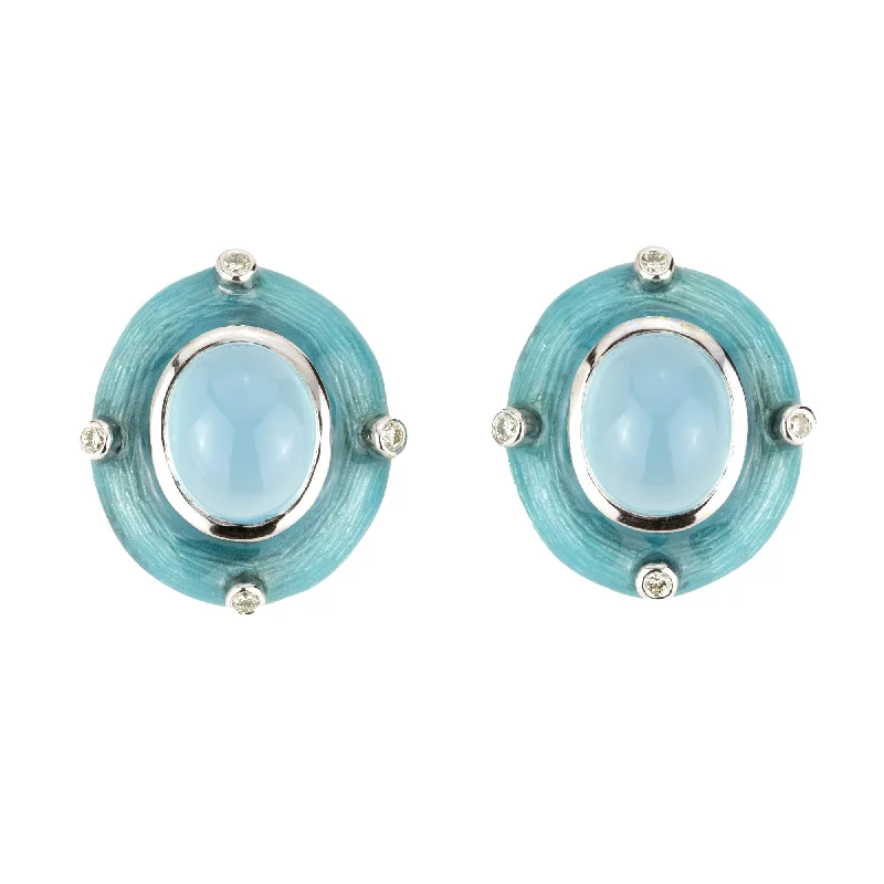 ladies-rustic-mini-hoop-earrings-Earrings - Chalcedony And Diamond (enamel)