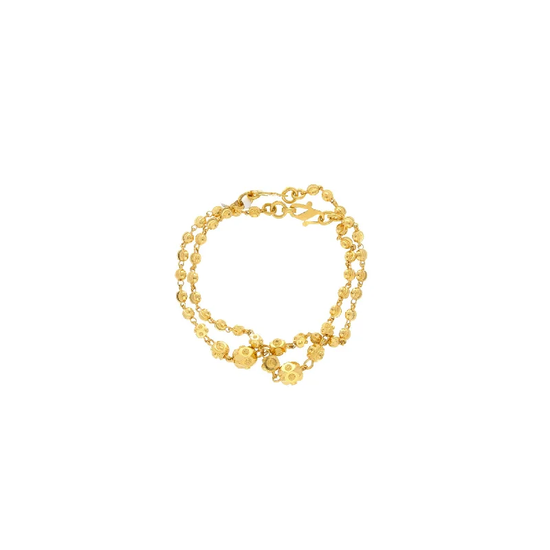 Ladies bracelets glowing charm -22K Yellow Gold Set of 2 Beaded Baby Bracelets W/ Varied Gold Ball Design, 6.9 grams