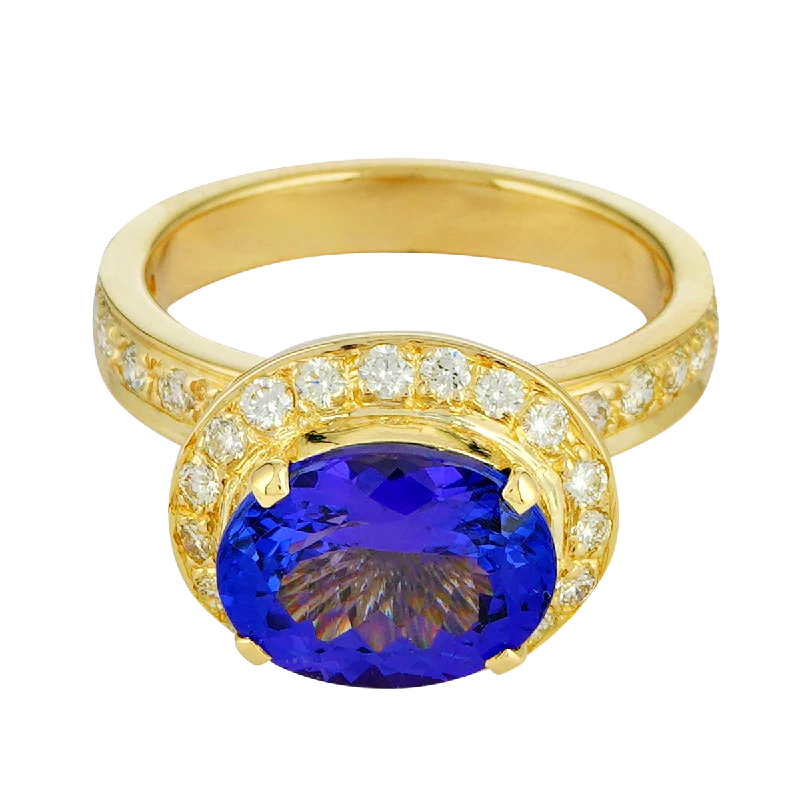 ladies-minimalist-bypass-rings-Ring - Tanzanite and Diamond