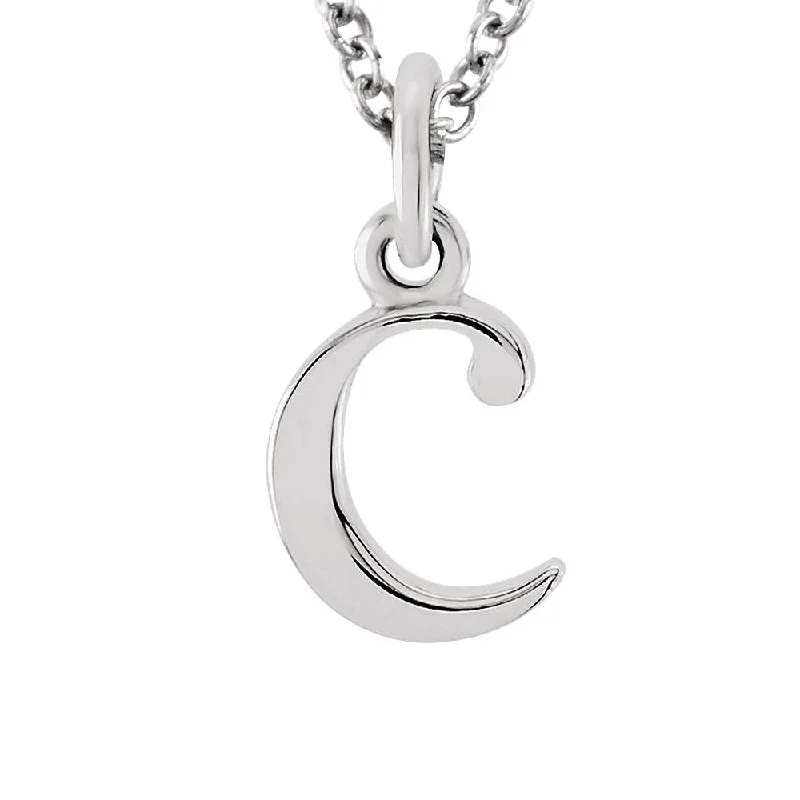 Ladies necklaces glossy elegance -The Abbey Lower Case Initial 'c' Necklace in 14k White Gold, 16 Inch