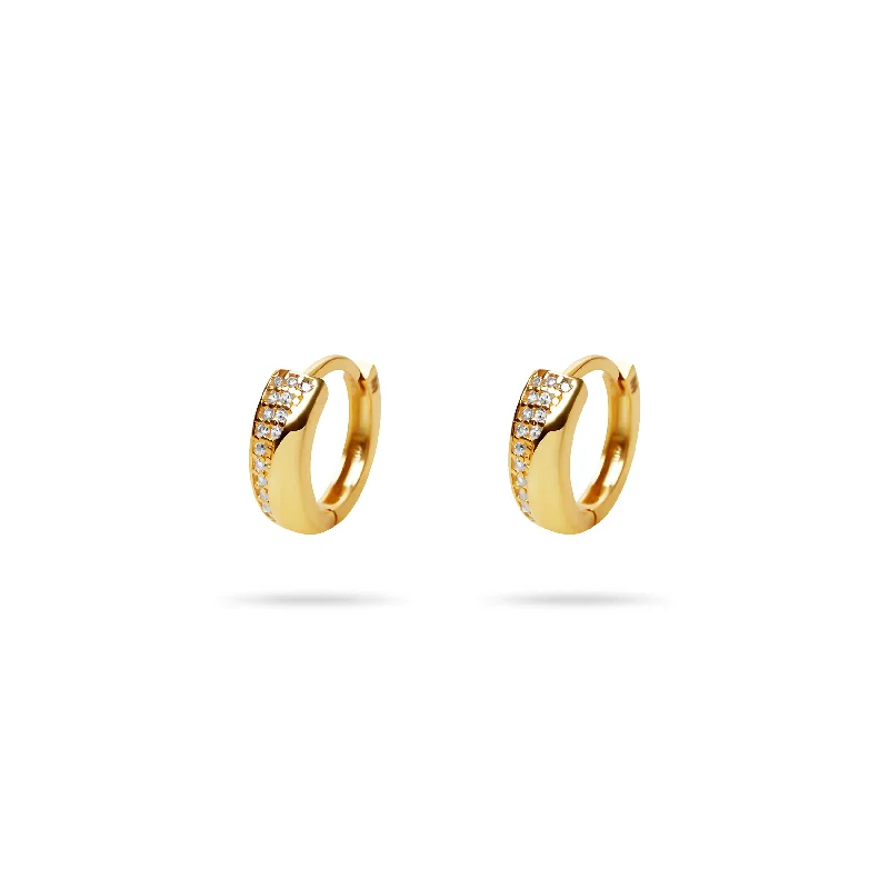 ladies-silver-gold-earrings-THE TOUCH OF STONE HUGGIE HOOP EARRINGS