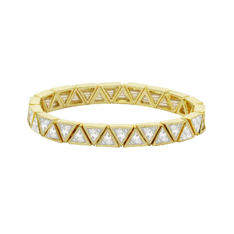 Ladies bracelets for winter charm -CZ Diamond Gold Triangle Stretchy Bracelet