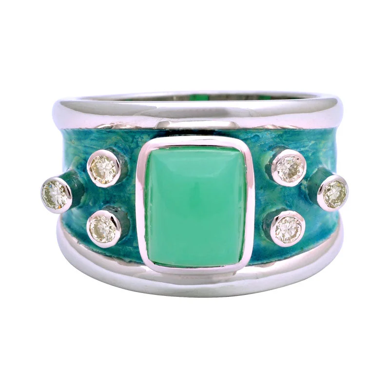 ladies-vintage-diamond-rings-Ring-Chrysoprase and Diamond (Enamel)