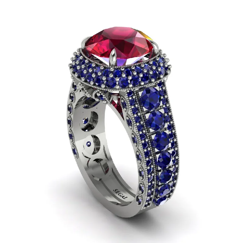 engagement-bridal-flush-set-rings-Ruby Radiant Majesty Pave Engagement Ring - Cataleya No. 72