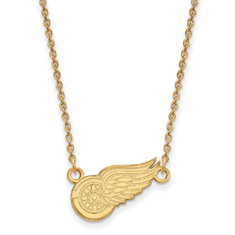 Ladies necklaces with luminous pearls -14k Yellow Gold NHL Detroit Red Wings Small Necklace, 18 Inch