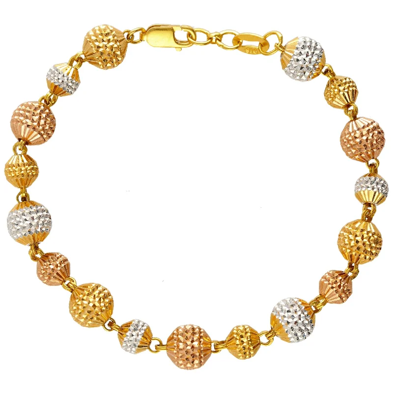 Ladies bracelets sleek charm -22K Multi-Tone Gold Ramya Beaded Bracelet