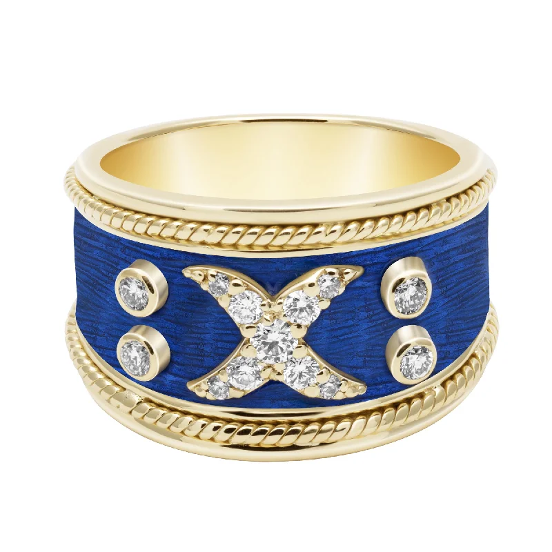 ladies-handmade-white-gold-rings-Ring - Diamond (Enamel) (2407F)