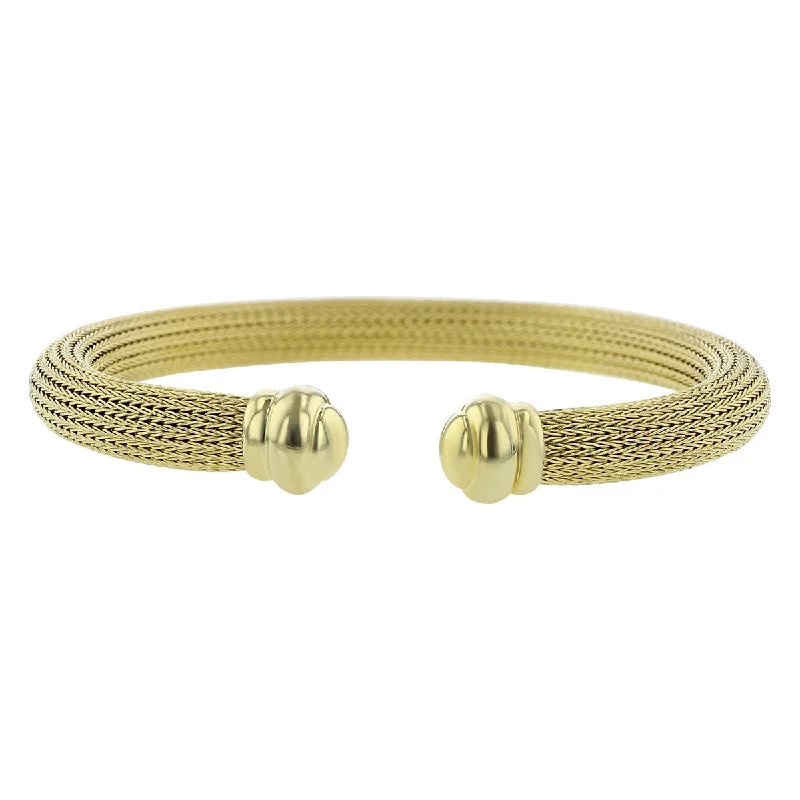 Ladies bracelets for wellness elegance -14K Yellow Gold Mesh Cord Bangle Bracelet