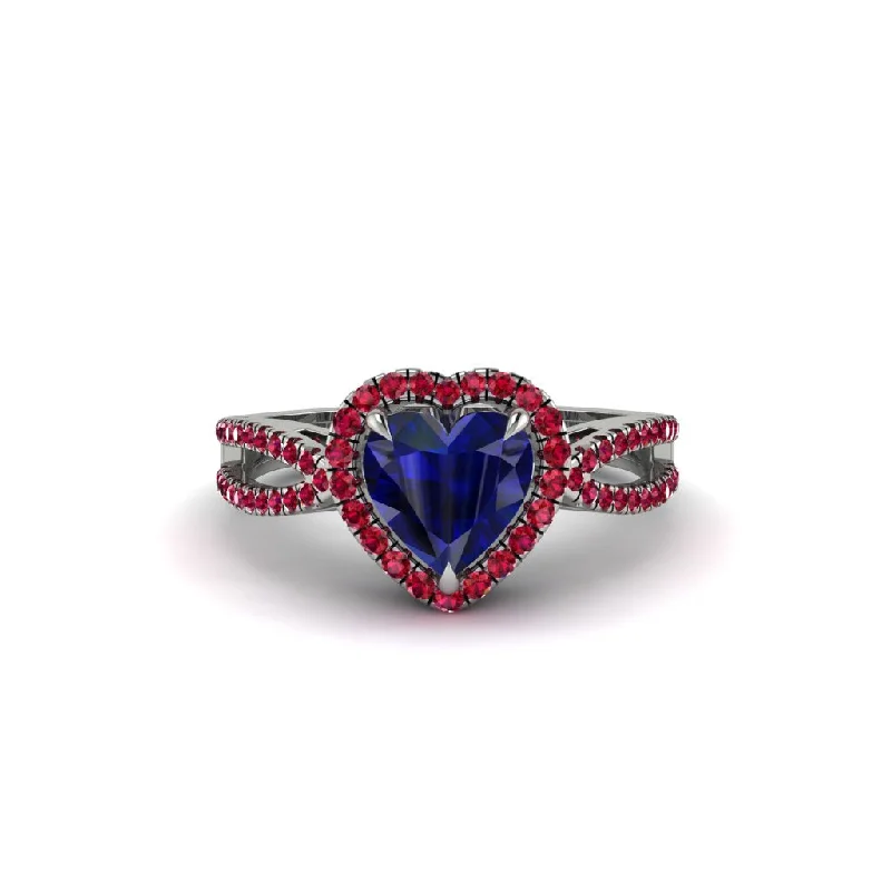 engagement-vintage-platinum-rings-Heart's Sapphire Embrace Engagement Ring - Alison No. 60