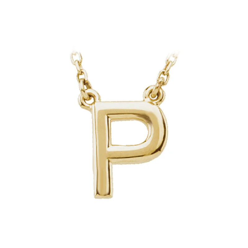 Ladies necklaces for dancer charm -14K Yellow Gold, Kendall Collection, Block Initial P Necklace, 16 Inch