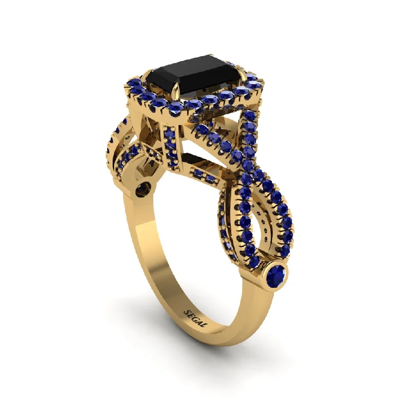 engagement-affordable-sapphire-rings-Black Diamond  Halo Radiant Splendor Engagement Ring - Kaylani No. 67