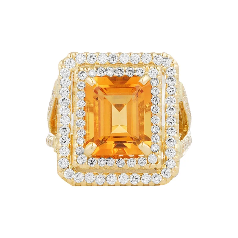 ladies-handmade-white-gold-rings-Ring - Citrine and Diamond