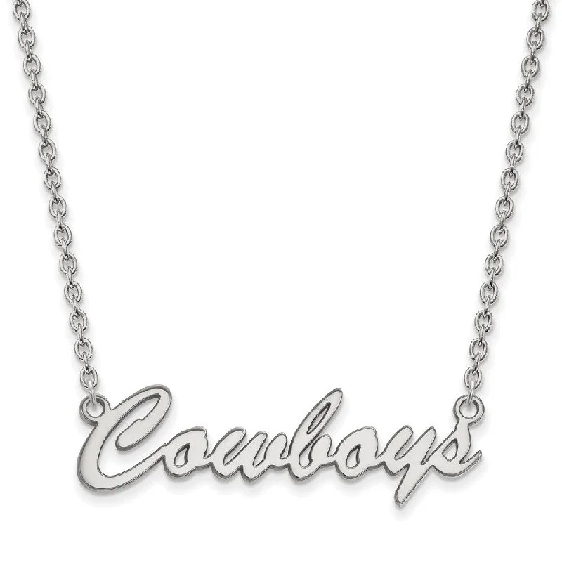 Ladies necklaces smooth flair -Sterling Silver Oklahoma State Med Script 'Cowboys' Pendant Necklace