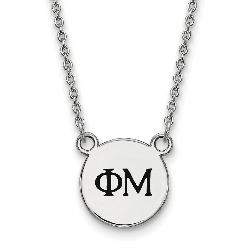 Ladies necklaces nomad’s elegance -Sterling Silver Phi Mu XS (Tiny) Enamel Greek Letters Necklace