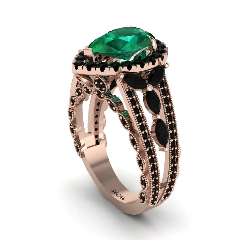 engagement-bridal-two-tone-rings-Emerald Imperial Blossom Engagement Ring - April No. 35