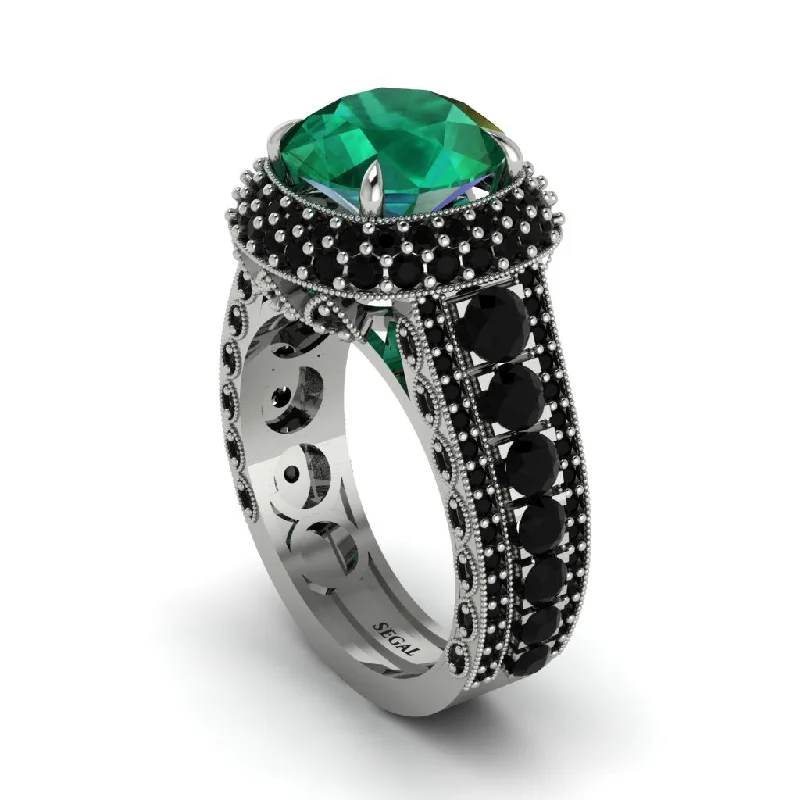 engagement-custom-gold-rings-Emerald Radiant Majesty Pave Engagement Ring - Cataleya No. 36