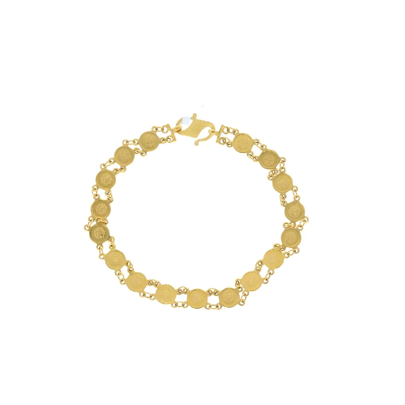 Ladies bracelets for elegant nights -22K Yellow Gold Coin Link Peace Bracelet, 8.8 grams