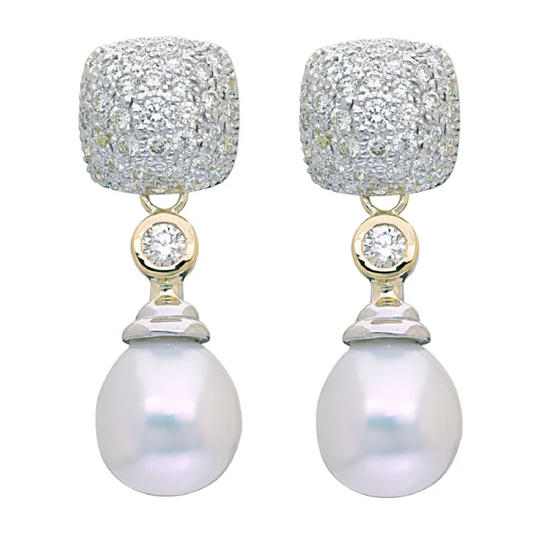 ladies-minimalist-silver-earrings-Earrings- South Sea Pearl And Diamond (2AM)