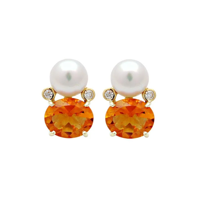 ladies-affordable-silver-earrings-Earrings-Citrine, South Sea Pearl and Diamond  (2043F)