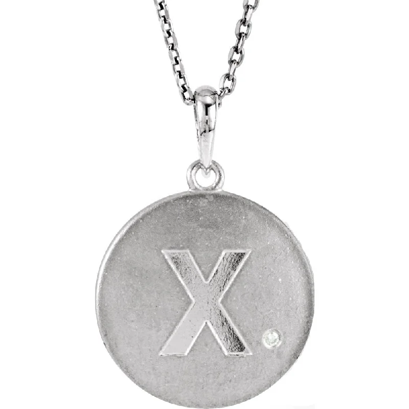 Ladies necklaces earthy flair -The Emma Sterling Silver Diamond Block Initial X Disc Necklace, 18 In.