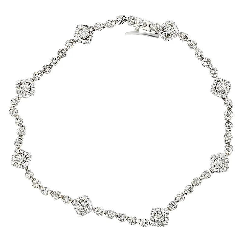 Ladies bracelets with leaf charm -14K White Gold Diamond Bracelet