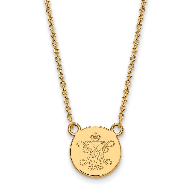 Ladies necklaces enduring charm -14k Gold Plated Silver William And Mary Small Disc Pendant Necklace