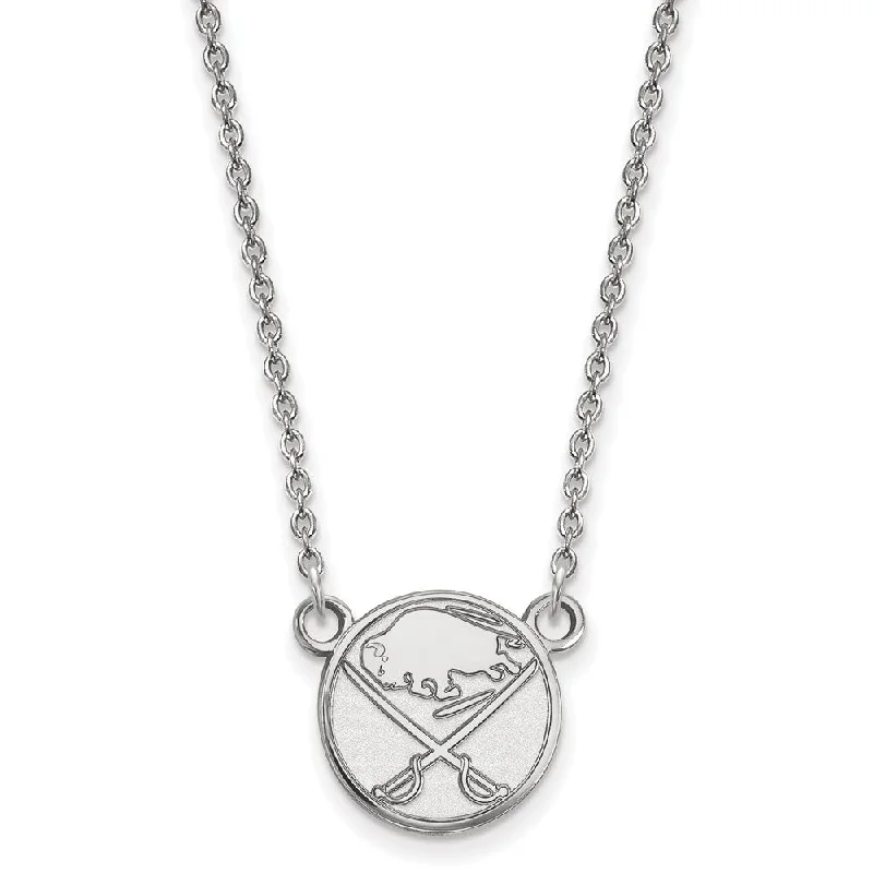 Ladies necklaces stacked elegance -14k White Gold NHL Buffalo Sabres Small Necklace, 18 Inch